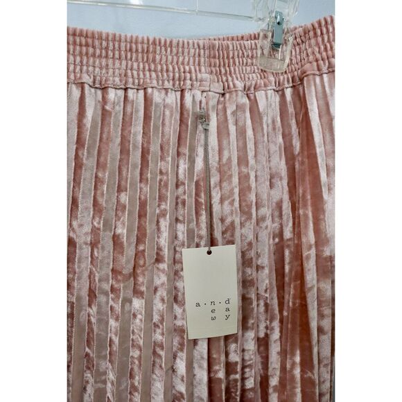 NWT a new day pink pleated velvet skirt M - Picture 3 of 5